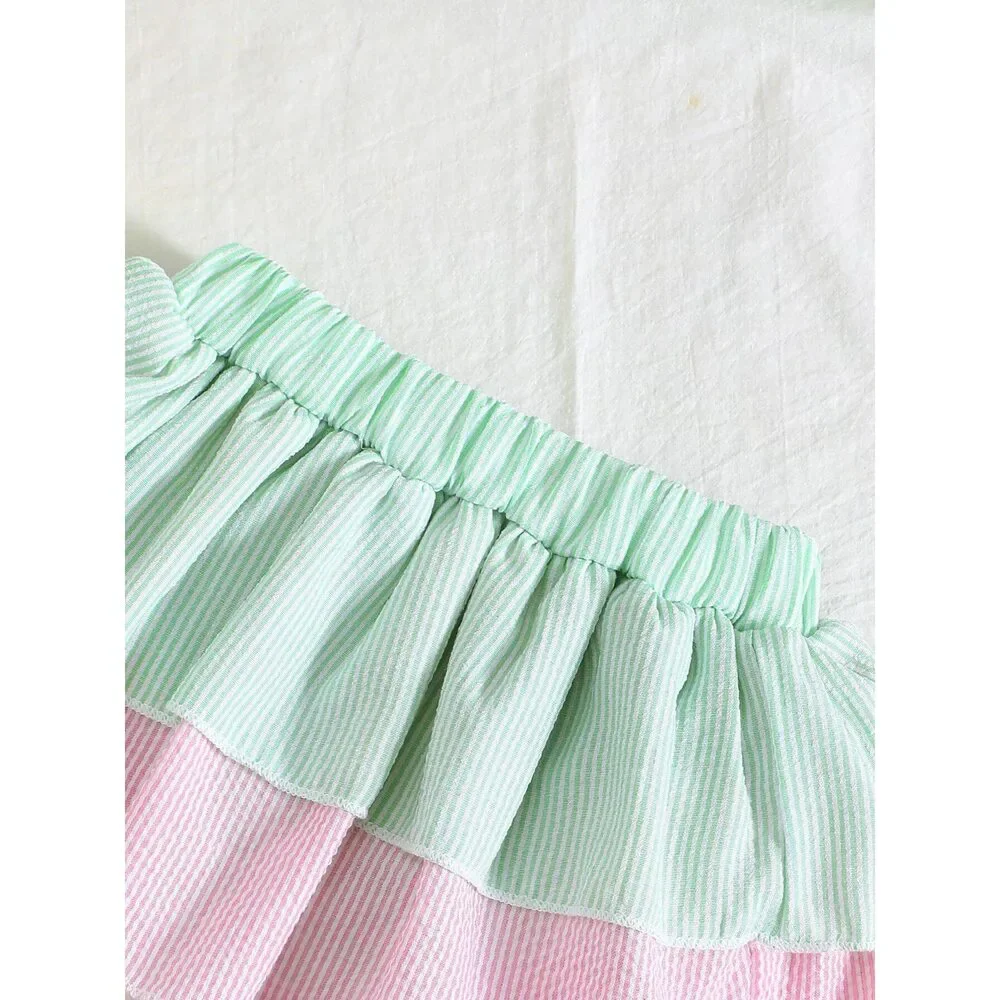 Children's Tie Strap Top & Layered Skirt Set